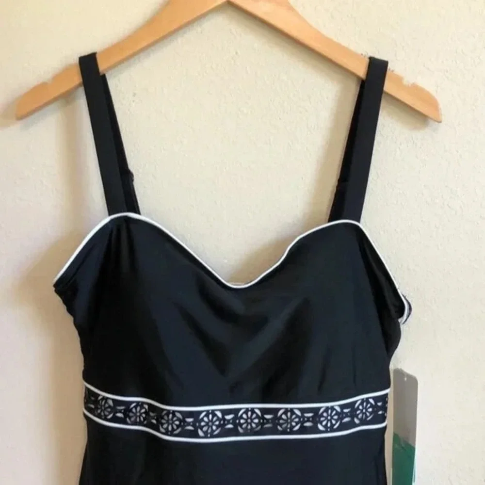 SEA‎ & SAND BEACHWEAR Women 16 Slimming Empire Swimdress One-Piece Swimsuit New